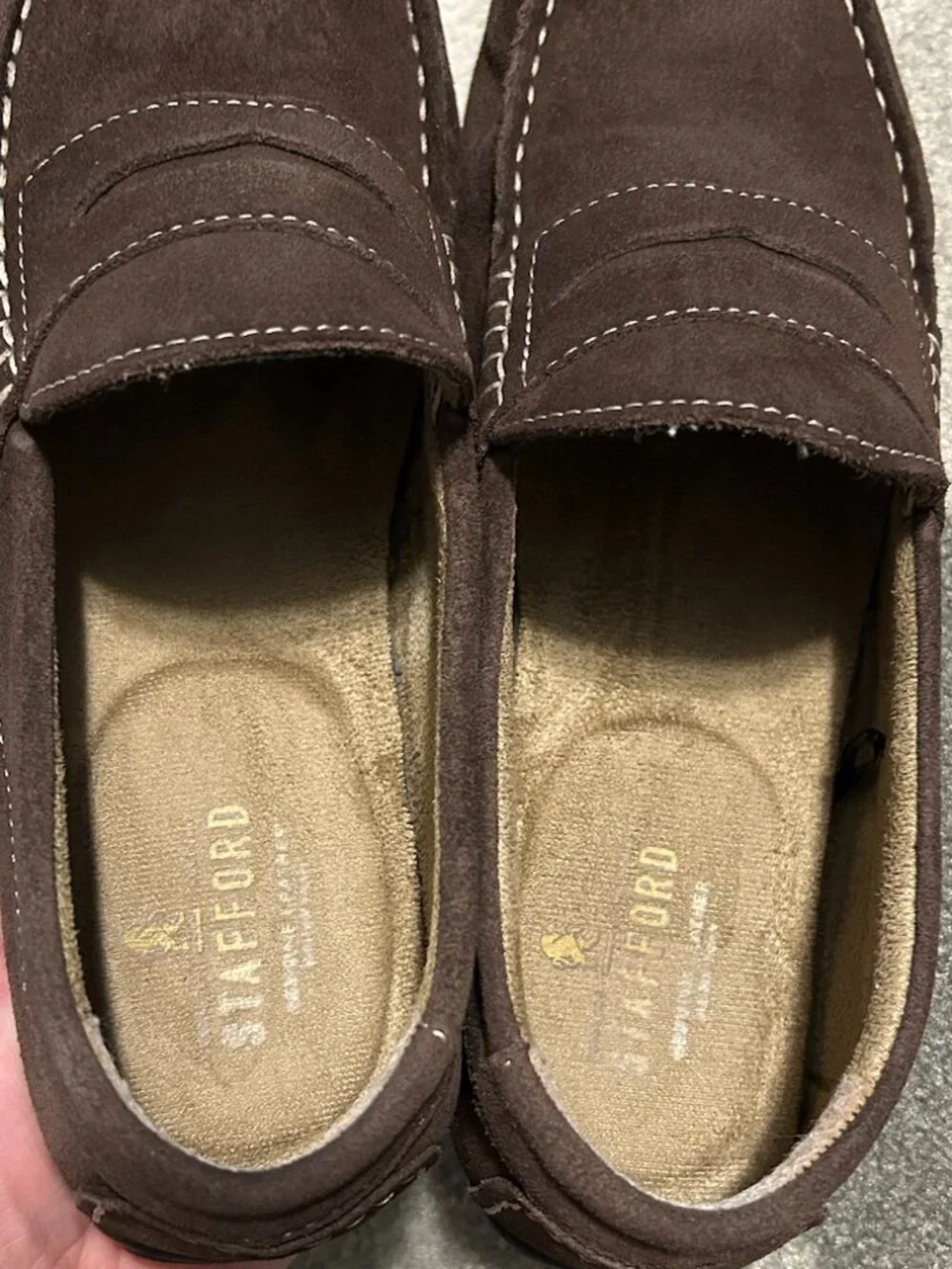 Stafford Brown Suede Casual Slip On Driving Penny Loafers Men's Size 9.5M
